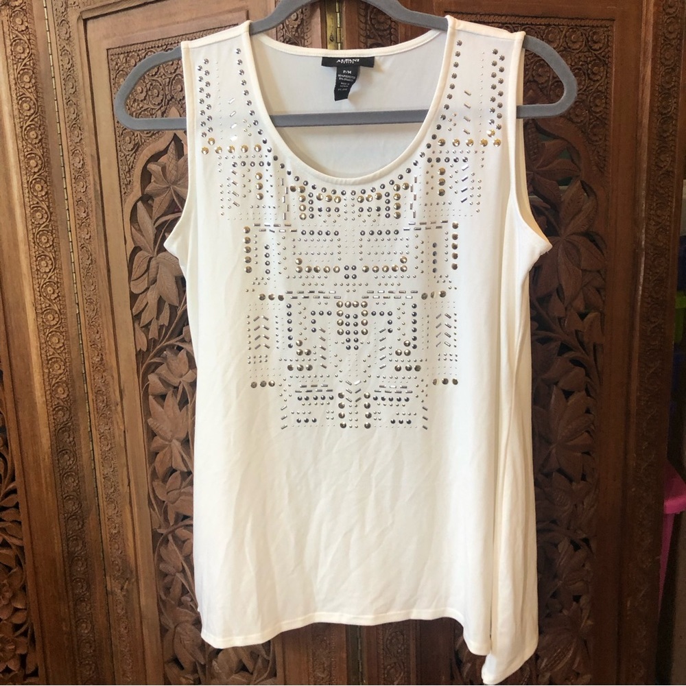 Alfani petite cream tank top with embellishments